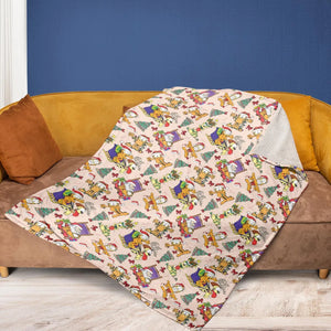 Garfield And Odie Christmas Sleigh Fleece Blanket