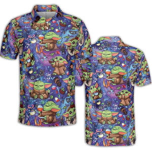 Baby Yoda In the Galaxy AOP Men/Women Polo Shirt