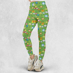 8bit Flower Garden Super Mario Pattern Legging