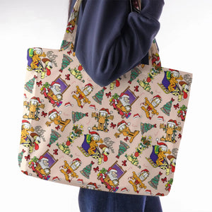 Garfield And Odie Christmas Sleigh Large Tote Bag