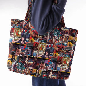 Retro Scenes Mia Wallace Vincent Vega Jules Winnfields Pulp Fiction Large Tote Bag