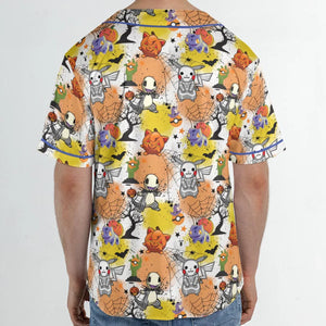 Spooky Costume Pikachu Charmander Jigglypuff Bulbasaur Pokemon Unisex Baseball Jersey
