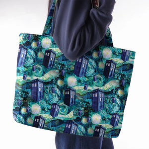 Tardis Starry Night Doctor Who Large Tote Bag