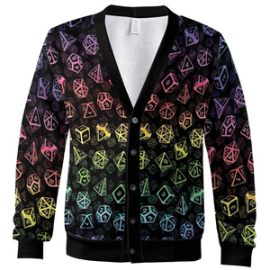 DnD Rainbow Dice Set Pattern Cardigan