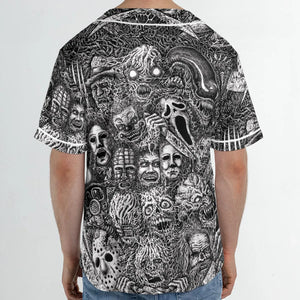 Horror Movie Assemblage Ghostface Xenomorph Pinhead Freddy Michael Myers Unisex Baseball Jersey