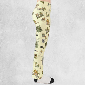Frog and Toad Pattern Flare Leggings