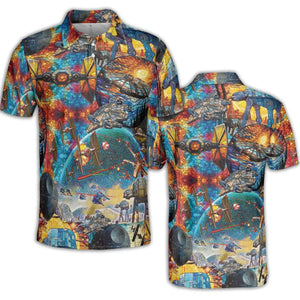 Spaceships Death Star Suncatcher Glass AOP Men/Women Polo Shirt