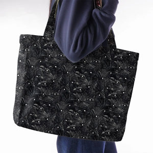Black Raven Pattern Large Tote Bag