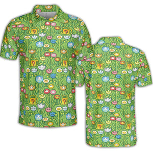 8bit Flower Garden Super Mario Pattern AOP Men/Women Polo Shirt
