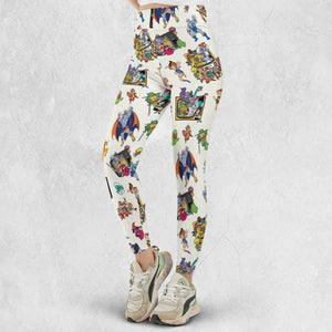 80s Famous Cartoon Characters Pattern Legging