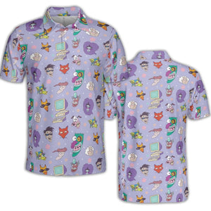 Courage the Cowardly Dog Characters Pattern AOP Men/Women Polo Shirt