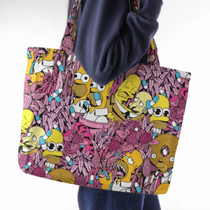 Homer Simpson In Flower Bush The Simpsons Large Tote Bag