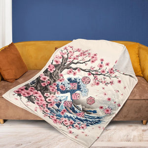 Pink Flower Dice DnD Fleece Blanket
