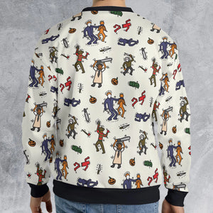 Horror Movie Pop Characters Pattern All-over Print Sweatshirt