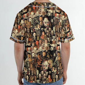 Horror Movie Characters Halloween Pattern Unisex Baseball Jersey