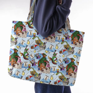 Robin Hood Characters Pattern Large Tote Bag