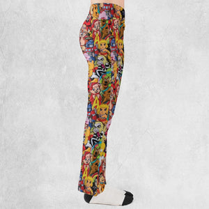 Old Cartoon Characters Flare Leggings