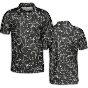Suspicious Cats Funny Cat AOP Men/Women Polo Shirt