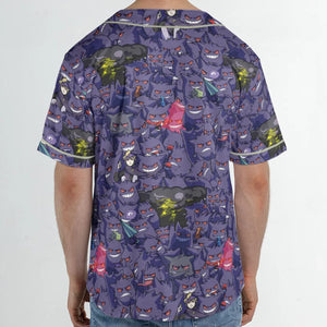Gengars Pokemon Pattern Unisex Baseball Jersey