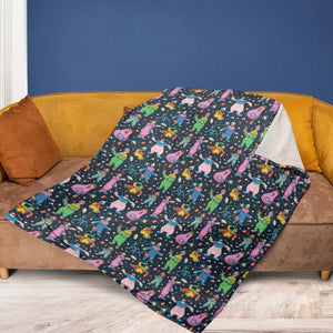 Clowns Popcorn Killer Klowns from Outer Space Pattern Fleece Blanket