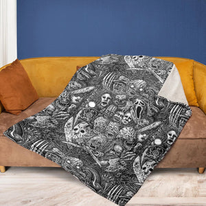 Horror Movie Assemblage Ghostface Xenomorph Pinhead Freddy Michael Myers Fleece Blanket