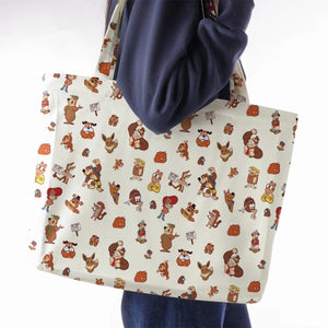 Famous Cartoon Characters in Brown Large Tote Bag