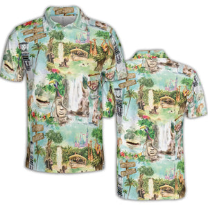 Water Color Jungle Cruise Map AOP Men/Women Polo Shirt