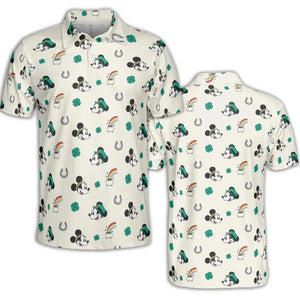 Mickey and Minnie St. Patrick's Day Pattern AOP Men/Women Polo Shirt
