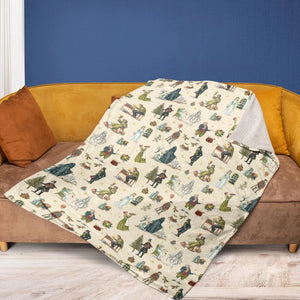 A Christmas Carol Characters Pattern Fleece Blanket