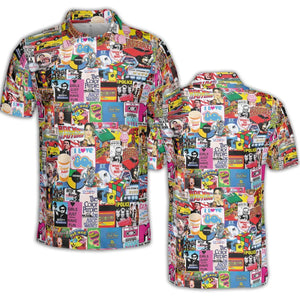 I heart 80s Collage Mr. T Back To the Future Pac-man AOP Men/Women Polo Shirt