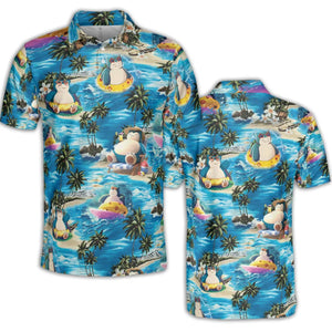 Snorlax Surfing Summer Vibes AOP Men/Women Polo Shirt