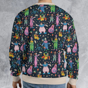 Clowns Popcorn Killer Klowns from Outer Space Pattern All-over Print Sweatshirt