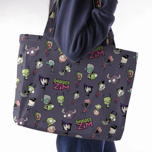 Invader Zim Pattern Large Tote Bag