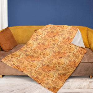 Vintage Adventure Map Indiana Jones Fleece Blanket