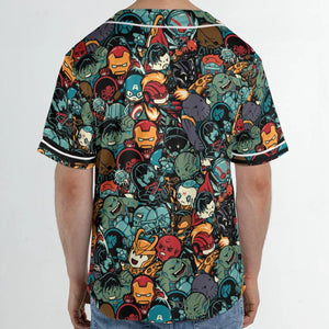 Marvelous Chibi Characters Pattern Unisex Baseball Jersey