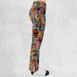 Multi Monster Pop Badges Flare Leggings