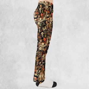 Horror Movie Characters Halloween Pattern Flare Leggings