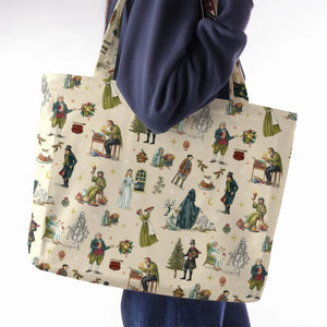 A Christmas Carol Characters Pattern Large Tote Bag