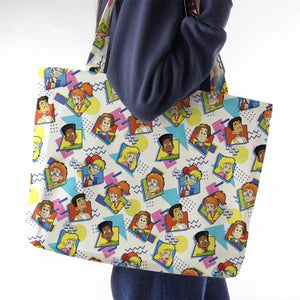 90s Pattern and Kids Club Large Tote Bag