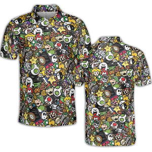 Super Mario Characters All In One Pattern AOP Men/Women Polo Shirt