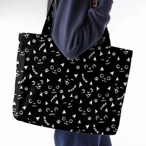Black Cats Pattern Large Tote Bag