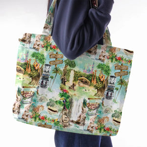 Water Color Jungle Cruise Map Large Tote Bag
