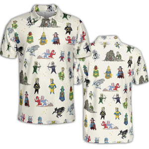 Chillin' and Battle Marvel vs DCU AOP Men/Women Polo Shirt