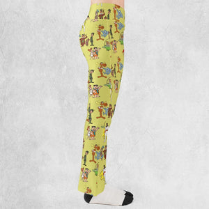 60s Cartoon Characters Flare Leggings