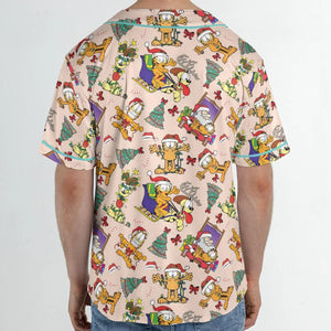 Garfield And Odie Christmas Sleigh Unisex Baseball Jersey