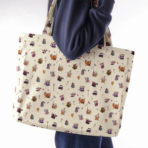 Cats In DnD Pattern Large Tote Bag