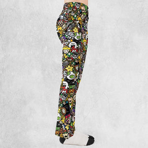 Super Mario Characters All In One Pattern Flare Leggings
