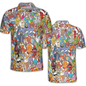 90s Cartoon Legends AOP Men/Women Polo Shirt