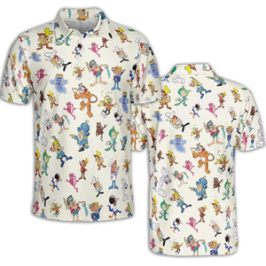 80s 90s Commercial Mascot Cereal AOP Men/Women Polo Shirt