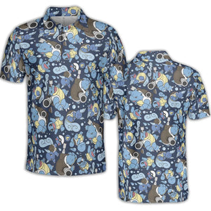 Blastoise Wartortle Squirtle Pokemon Pattern AOP Men/Women Polo Shirt